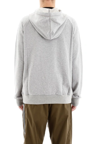 Shop Lanvin Taped Logo Zipped Hoodie In Grey