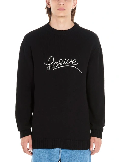Shop Loewe Logo Knitted Jumper In Black