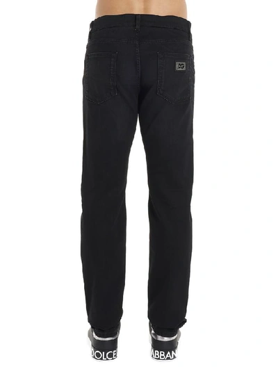 Shop Dolce & Gabbana Logo Straight Leg Jeans In Black