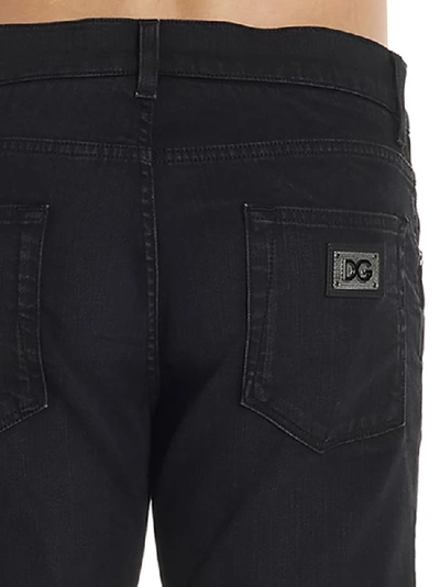 Shop Dolce & Gabbana Logo Straight Leg Jeans In Black