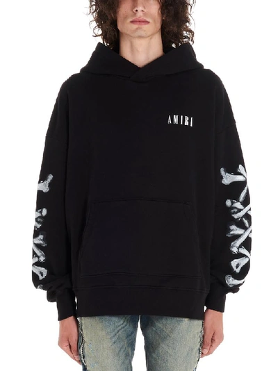 Shop Amiri Bones Logo Printed Hoodie In Black