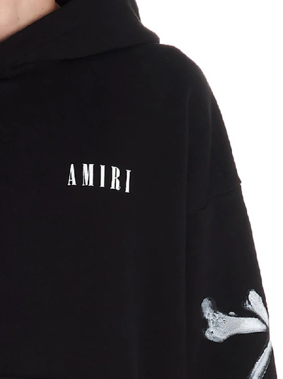 Shop Amiri Bones Logo Printed Hoodie In Black