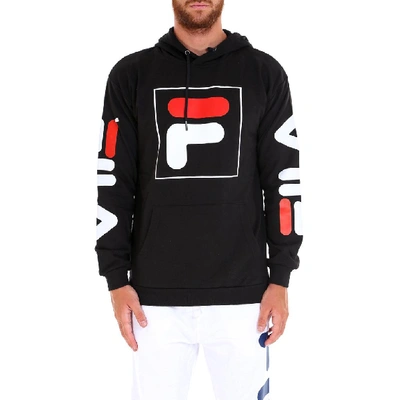 Shop Fila Logo Printed Hoodie In Black