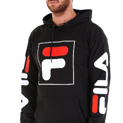 Shop Fila Logo Printed Hoodie In Black