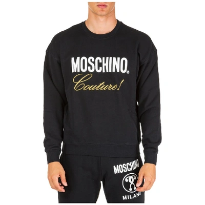 Shop Moschino Logo Print Crewneck Jumper In Black