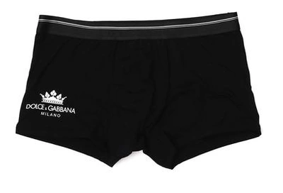 Shop Dolce & Gabbana Underwear Logo Crown Boxer Shorts In Black