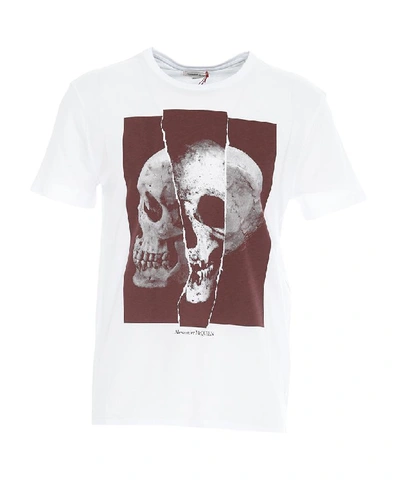 Shop Alexander Mcqueen Torn Skull T In White