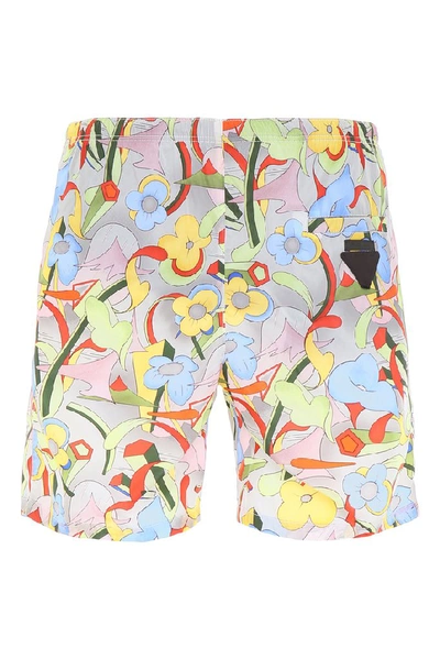 Shop Prada Mixed Print Swim Shorts In Multi