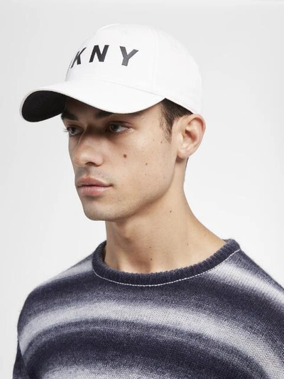 Shop Donna Karan Men's Classic Logo Hat In White