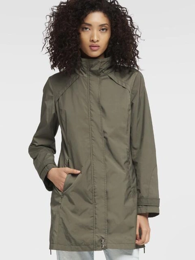 Shop Donna Karan Packable Rain Coat In Olive