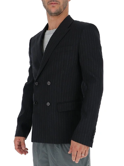 Shop Saint Laurent Pinstriped Double Breasted Jacket In Black