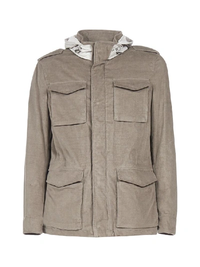 Shop Herno Hooded Foldover Pockets Jacket In Grey