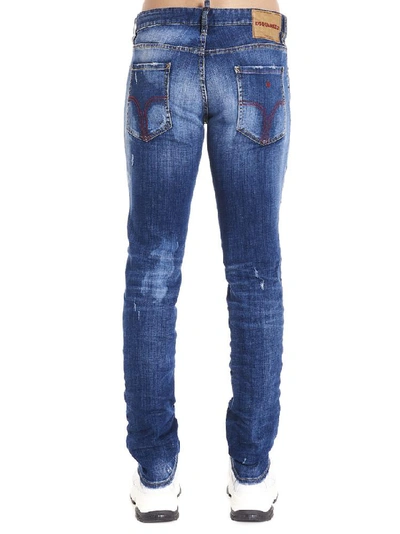 Shop Dsquared2 Distressed Slim Fit Jeans In Blue
