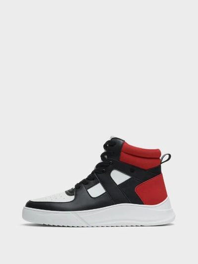 Shop Donna Karan Dkny Men's Ace High Top Sneaker - In White/red/black