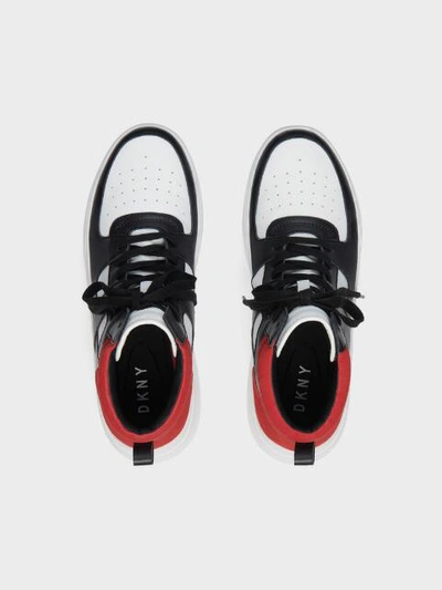 Shop Donna Karan Dkny Men's Ace High Top Sneaker - In White/red/black
