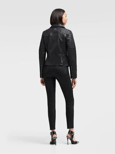 Shop Donna Karan Dkny Women's Leather Motorcycle Jacket - In Black