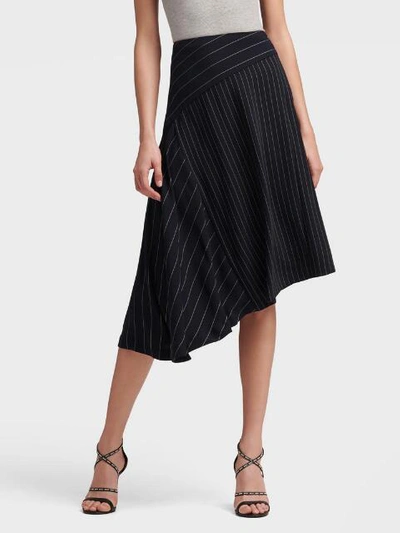Shop Donna Karan Dkny Women's Asymmetrical Striped Skirt - In New Navy/ivory