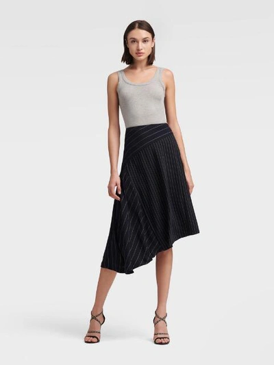 Shop Donna Karan Dkny Women's Asymmetrical Striped Skirt - In New Navy/ivory