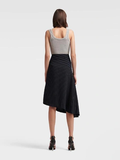 Shop Donna Karan Dkny Women's Asymmetrical Striped Skirt - In New Navy/ivory