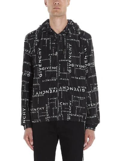 Shop Givenchy All Over Logo Hooded Jacket In Black