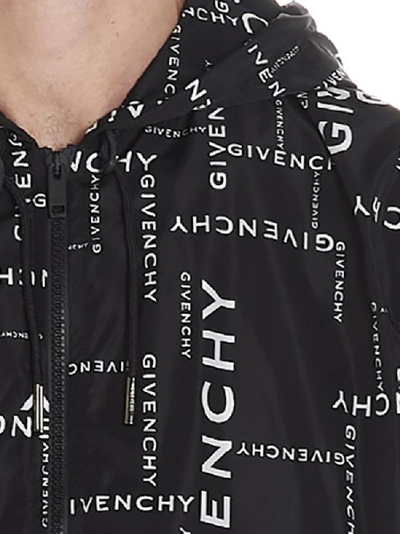 Shop Givenchy All Over Logo Hooded Jacket In Black