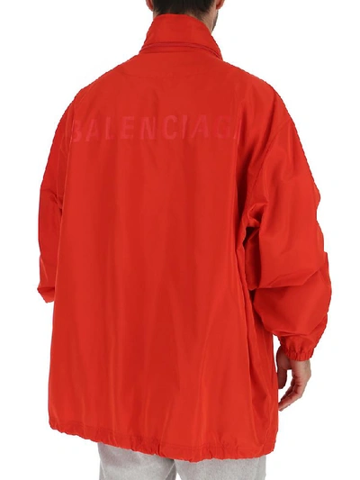 Shop Balenciaga Logo Back Jacket In Red