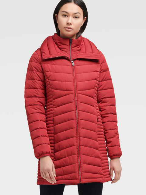 dkny puffer jacket women's red