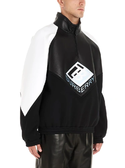 Shop Burberry Logo Embroidered Funnel Neck Track Top In Black