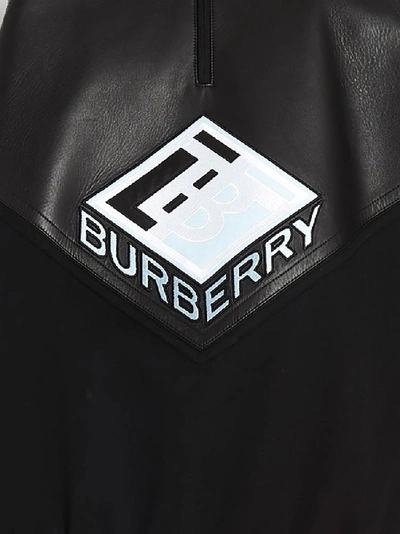 Shop Burberry Logo Embroidered Funnel Neck Track Top In Black