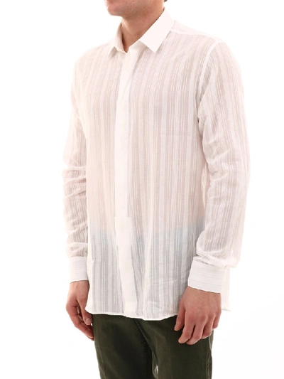 Shop Saint Laurent Vertical Stripe Shirt In White