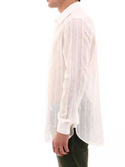Shop Saint Laurent Vertical Stripe Shirt In White