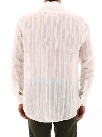 Shop Saint Laurent Vertical Stripe Shirt In White