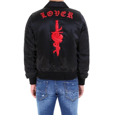 Shop Amiri Lover Logo Bomber Jacket In Black