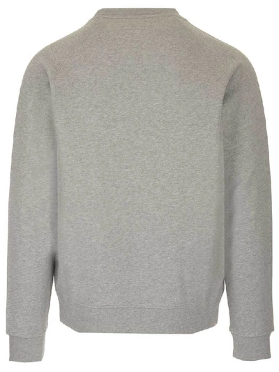 Shop Balmain Logo Print Crewneck Sweatshirt In Grey