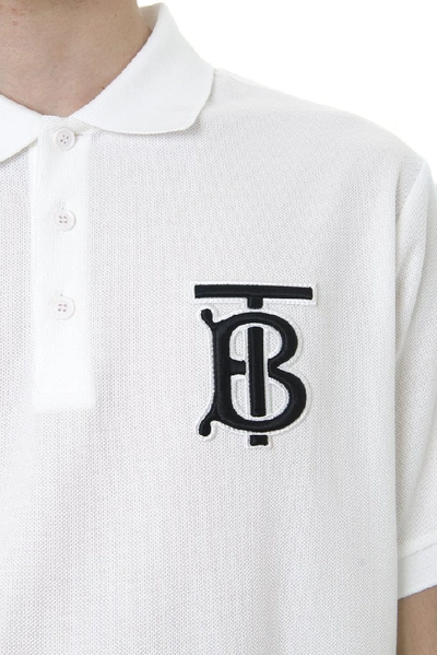 Shop Burberry Logo Embroidered Polo Shirt In White