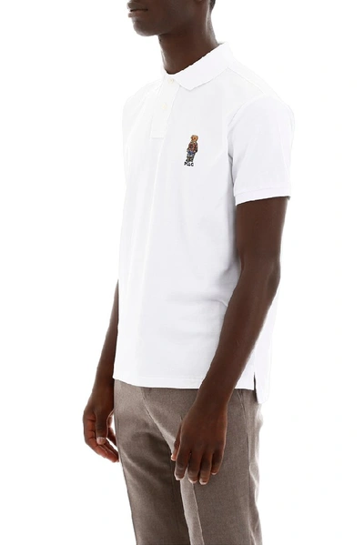 Shop Polo Ralph Lauren Embroidered Bear Logo Polo Shirt In White