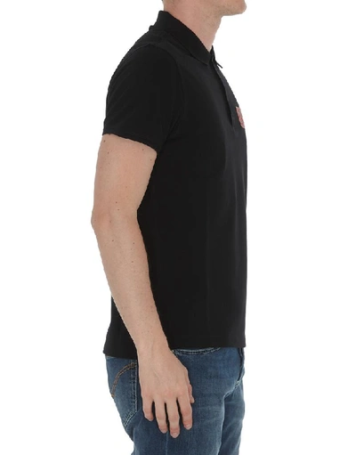 Shop Fendi Logo Patch Polo Shirt In Black