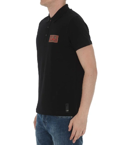 Shop Fendi Logo Patch Polo Shirt In Black