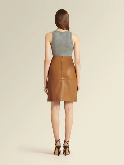 Shop Donna Karan Leather Skirt In Vicuna