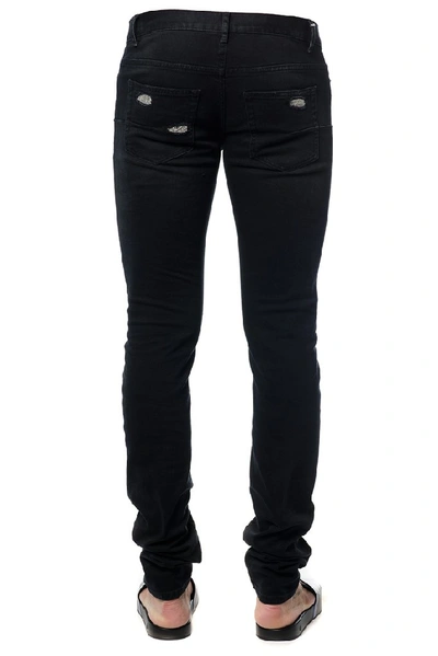 Shop Dior Homme Ripped Skinny Jeans In Black