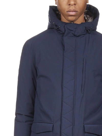 Shop Herno Hooded Down Jacket In Blue