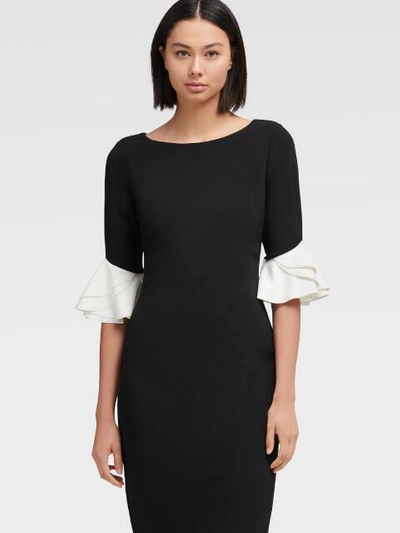 Shop Donna Karan Dkny Women's Bell Sleeve Midi Sheath Dress - In Black Ivory