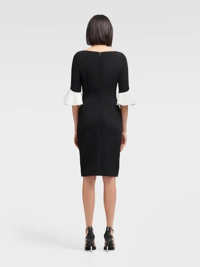 Shop Donna Karan Dkny Women's Bell Sleeve Midi Sheath Dress - In Black Ivory