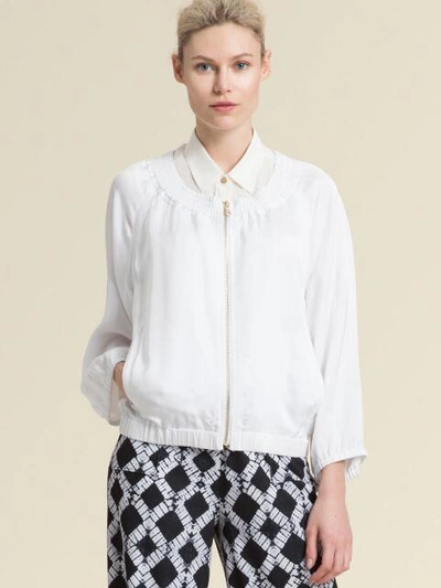 Shop Donna Karan Women's Sateen Bomber Jacket - In White