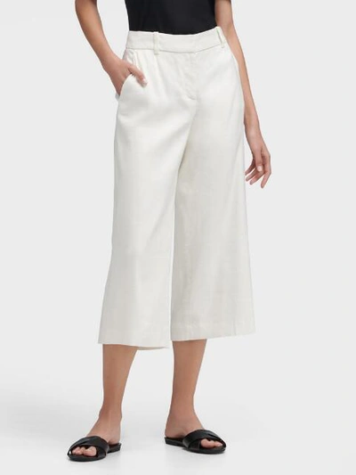 Shop Donna Karan Dkny Women's Cropped Wide-leg Pant - In Ivory