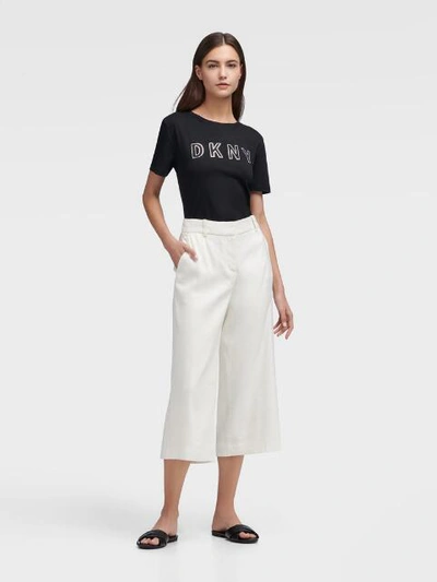 Shop Donna Karan Dkny Women's Cropped Wide-leg Pant - In Ivory