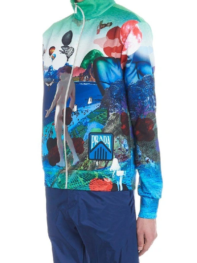 Shop Prada Graphic Print Bomber Jacket In Multi