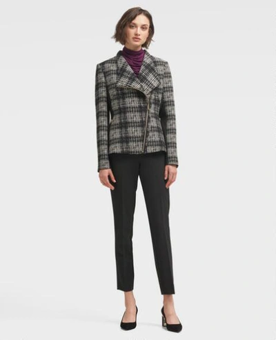 Shop Donna Karan Dkny Women's Plaid Moto Jacket - In Black Combo