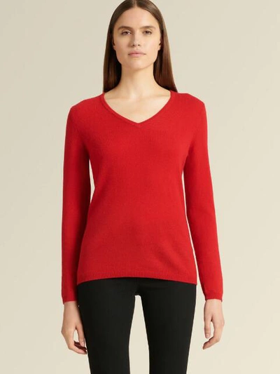 Shop Donna Karan Women's V Neck Cashmere Sweater - In Lacquer Red