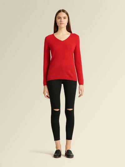 Shop Donna Karan Women's V Neck Cashmere Sweater - In Lacquer Red